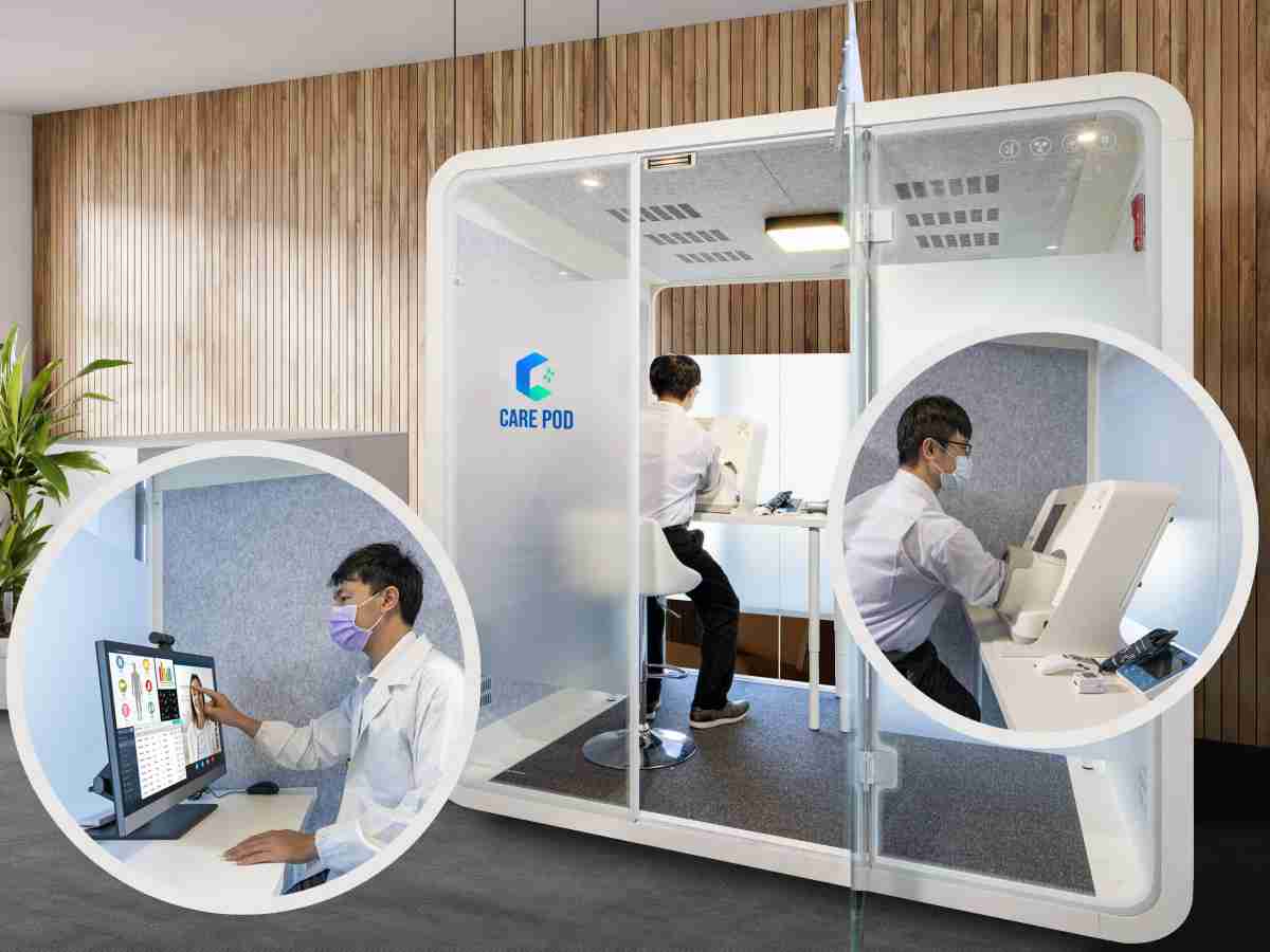 达擎于医疗科技展中展出＂远距诊疗舱＂，，，，以因应医疗数字化及社会高龄化趋势下、、复诊及慢性病患等族群对于远距看诊需求逐渐升高所推出的创新整合方案。。。。多功能合一、、、高隐私性的远距诊疗舱可根据病患端与医师端的不同需求，，，提供弹性化及客制化功能，，，，节省医生和病患的精力及时间