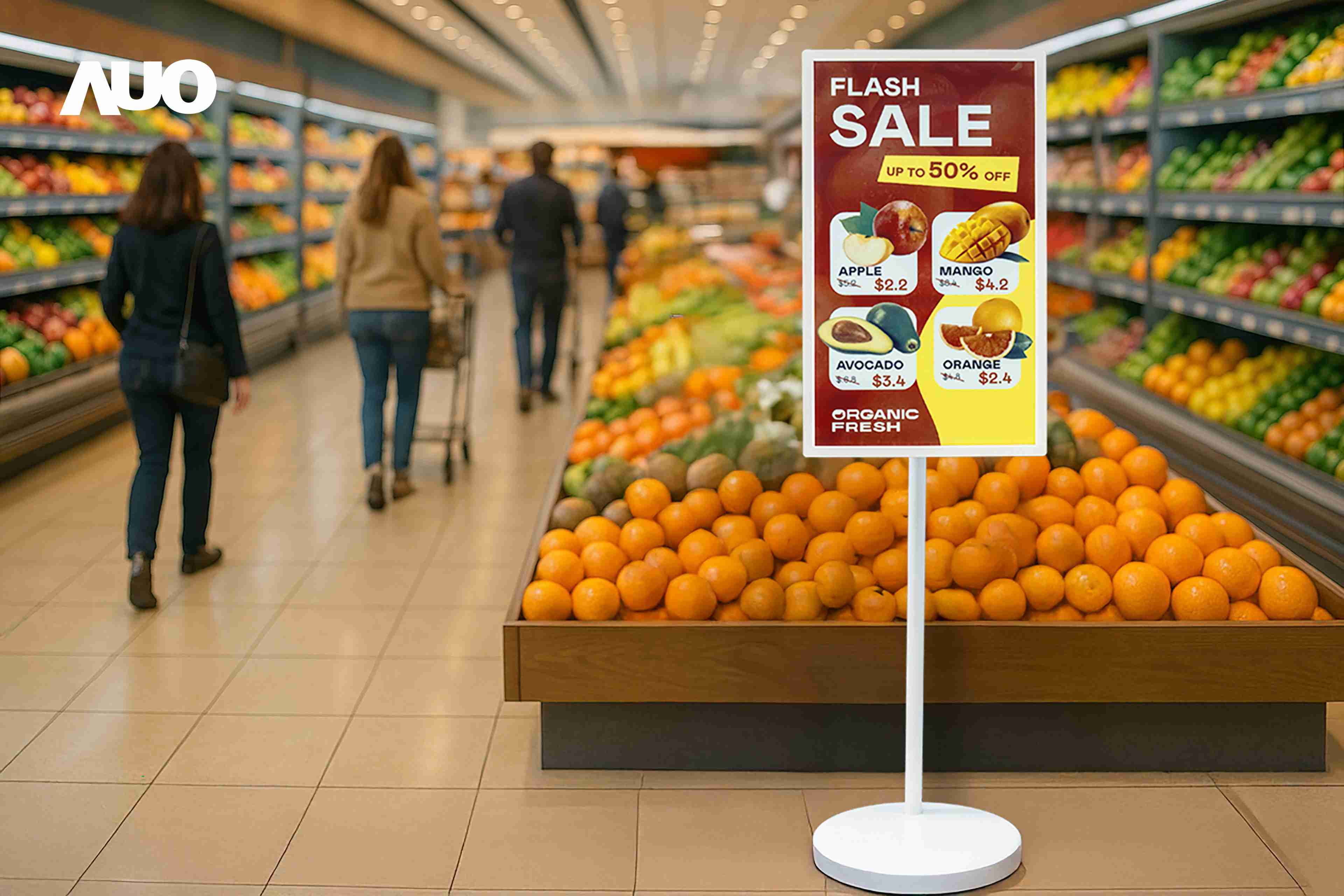 达擎首亮相低功耗、、、全彩的〝aecoPost电子纸解决方案〞，，仅在更新画面时需要微量的电力驱动，，，，无需布建电线的便捷设计，，，使其可灵活应用、、随意置放，，，并可透过云端或行动装置app，，，轻松管理及排程广告内容，，，晋升店头营销利器。。。。